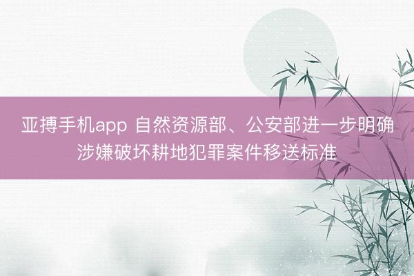 亚搏手机app 自然资源部、公安部进一步明确涉嫌破坏耕地犯罪案件移送标准