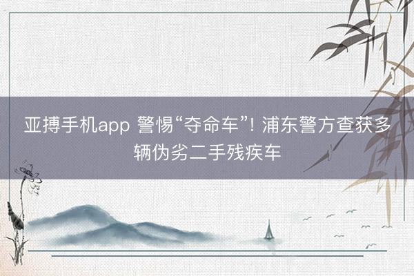 亚搏手机app 警惕“夺命车”! 浦东警方查获多辆伪劣二手残疾车