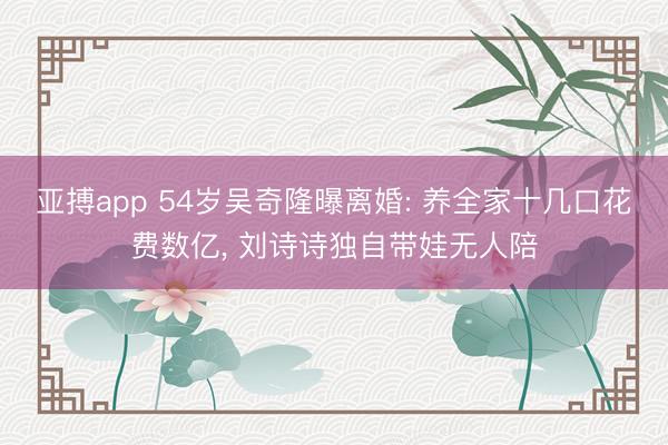 亚搏app 54岁吴奇隆曝离婚: 养全家十几口花费数亿, 刘诗诗独自带娃无人陪