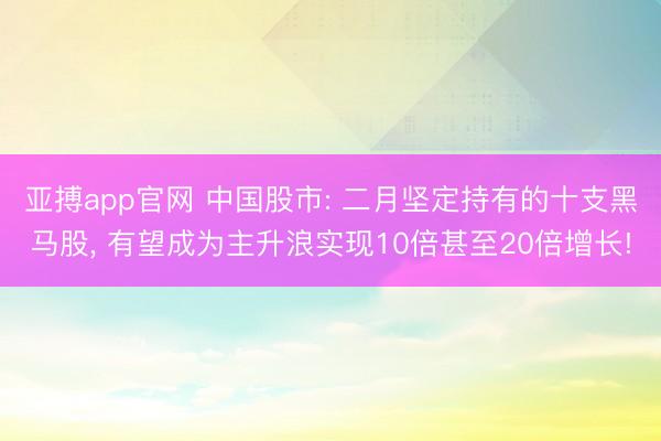亚搏app官网 中国股市: 二月坚定持有的十支黑马股， 有望成为主升浪实现10倍甚至20倍增长!