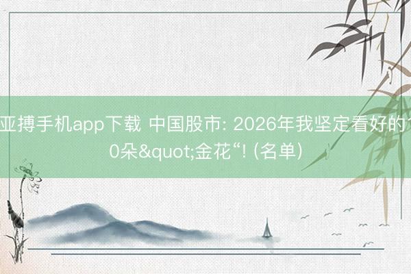 亚搏手机app下载 中国股市: 2026年我坚定看好的10朵"金花“! (名单)