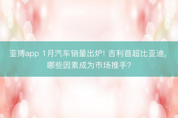 亚搏app 1月汽车销量出炉! 吉利首超比亚迪， 哪些因素成为市场推手?