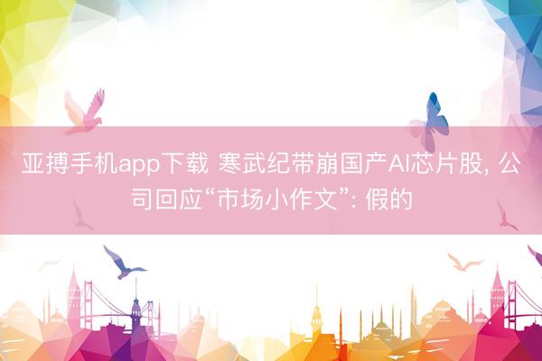 亚搏手机app下载 寒武纪带崩国产AI芯片股， 公司回应“市场小作文”: 假的