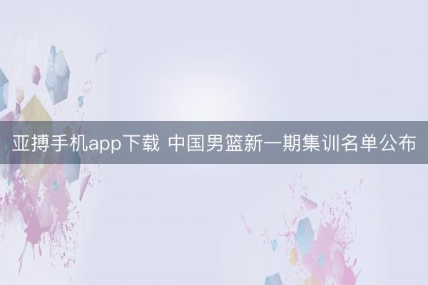 亚搏手机app下载 中国男篮新一期集训名单公布