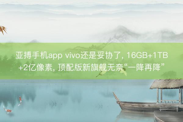 亚搏手机app vivo还是妥协了, 16GB+1TB+2亿像素, 顶配版新旗舰无奈“一降再降”