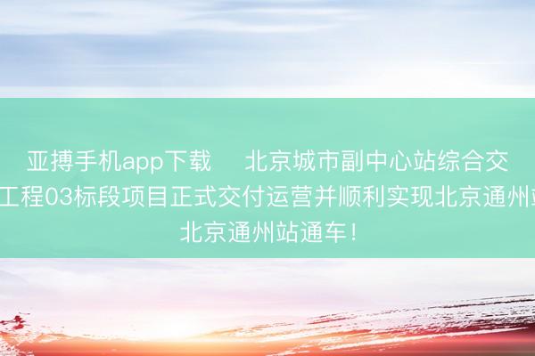亚搏手机app下载 北京城市副中心站综合交通枢纽工程03标段项目正式交付运营并顺利实现北京通州站通车!