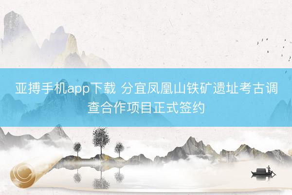 亚搏手机app下载 分宜凤凰山铁矿遗址考古调查合作项目正式签约
