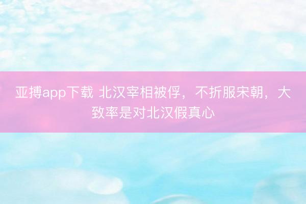 亚搏app下载 北汉宰相被俘，不折服宋朝，大致率是对北汉假真心
