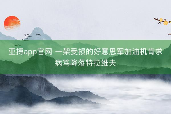 亚搏app官网 一架受损的好意思军加油机肯求病笃降落特拉维夫