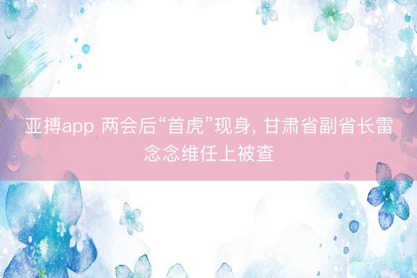 亚搏app 两会后“首虎”现身, 甘肃省副省长雷念念维任上被查