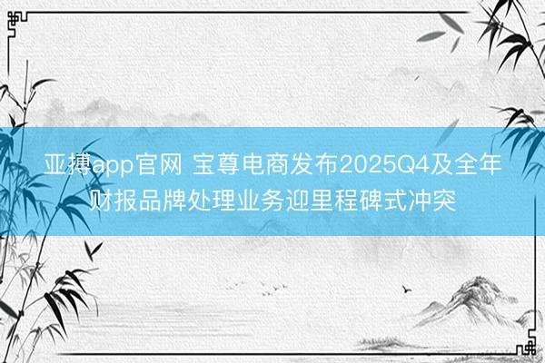 亚搏app官网 宝尊电商发布2025Q4及全年财报品牌处理业务迎里程碑式冲突