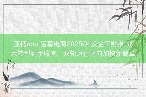 亚搏app 宝尊电商2025Q4及全年财报 战术转型到手收官，双轮运行迈向加快新篇章