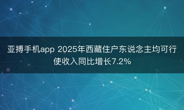 亚搏手机app 2025年西藏住户东说念主均可行使收入同比增长7.2%