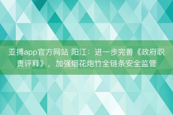 亚搏app官方网站 阳江：进一步完善《政府职责评释》，加强烟花炮竹全链条安全监管