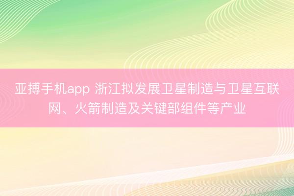 亚搏手机app 浙江拟发展卫星制造与卫星互联网、火箭制造及关键部组件等产业
