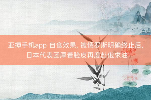 亚搏手机app 自食效果， 被俄罗斯明确终止后， 日本代表团厚着脸皮再度赴俄求油