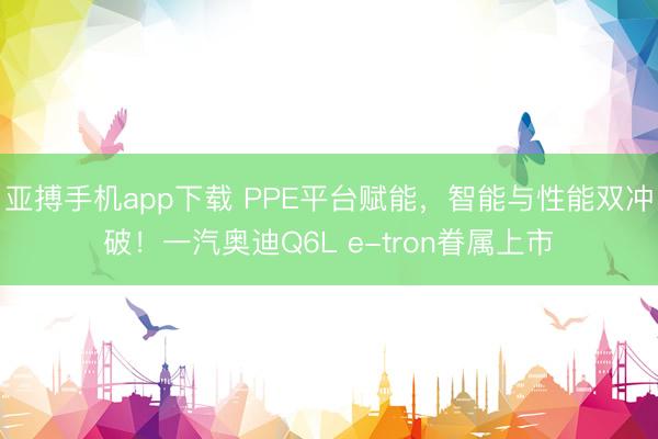 亚搏手机app下载 PPE平台赋能,智能与性能双冲破!一汽奥迪Q6L e-tron眷属上市