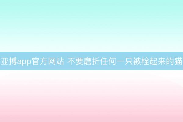 亚搏app官方网站 不要磨折任何一只被栓起来的猫