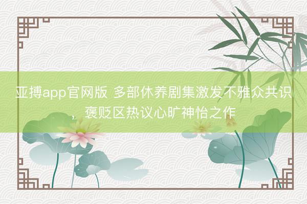 亚搏app官网版 多部休养剧集激发不雅众共识，褒贬区热议心旷神怡之作