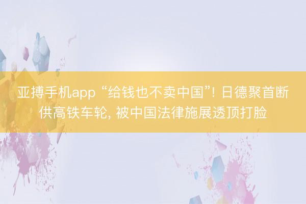 亚搏手机app “给钱也不卖中国”! 日德聚首断供高铁车轮, 被中国法律施展透顶打脸