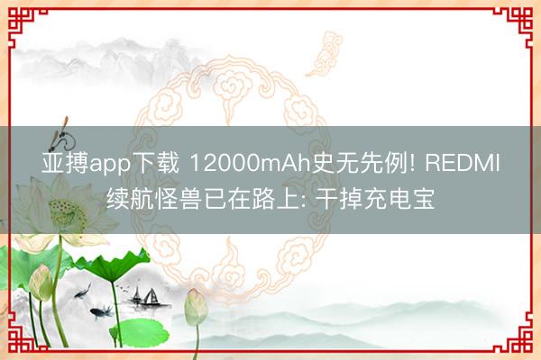 亚搏app下载 12000mAh史无先例! REDMI续航怪兽已在路上: 干掉充电宝