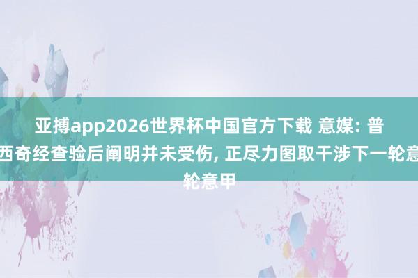 亚搏app2026世界杯中国官方下载 意媒: 普利西奇经查验后阐明并未受伤， 正尽力图取干涉下一轮意甲