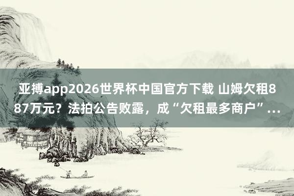亚搏app2026世界杯中国官方下载 山姆欠租887万元？法拍公告败露，成“欠租最多商户”…