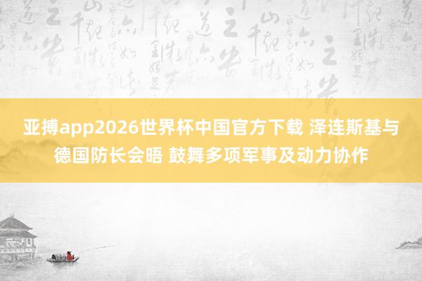 亚搏app2026世界杯中国官方下载 泽连斯基与德国防长会晤 鼓舞多项军事及动力协作