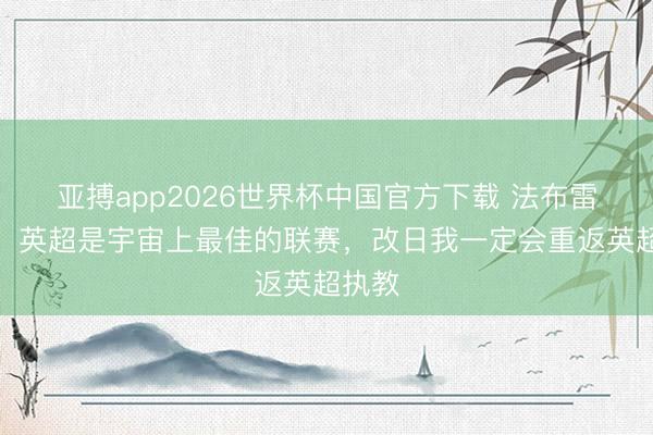 亚搏app2026世界杯中国官方下载 法布雷加斯：英超是宇宙上最佳的联赛，改日我一定会重返英超执教