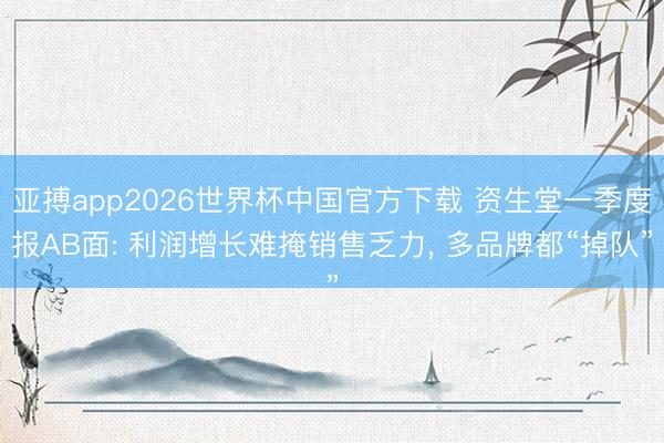 亚搏app2026世界杯中国官方下载 资生堂一季度报AB面: 利润增长难掩销售乏力， 多品牌都“掉队”