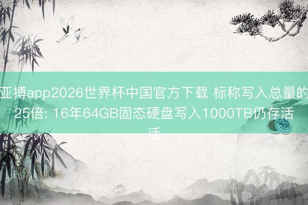亚搏app2026世界杯中国官方下载 标称写入总量的25倍: 16年64GB固态硬盘写入1000TB仍存活